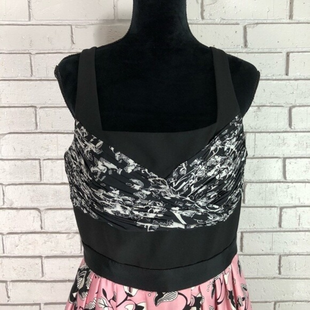 Diane von Furstenberg Floral Fit Flare Silk Wool Blend Pita Dress | Size 12 - Picture 2 of 12
